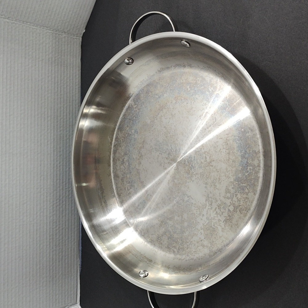 Princess House Heritage 14" Tri-ply Stainless Steel Cooking Pan without lid.